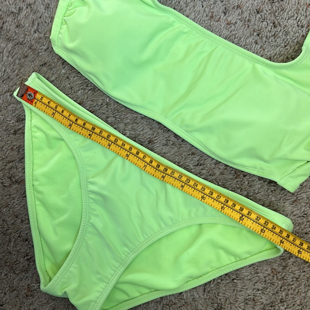 WOMENS xhilaration lime green 2 piece swimsuit size M&L - Picture 5 of 10